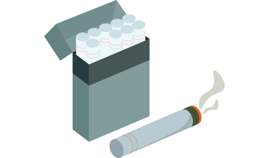 A pack of cigarettes illustration.